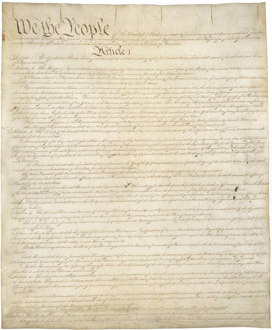 The original handwritten Constitution of the United States